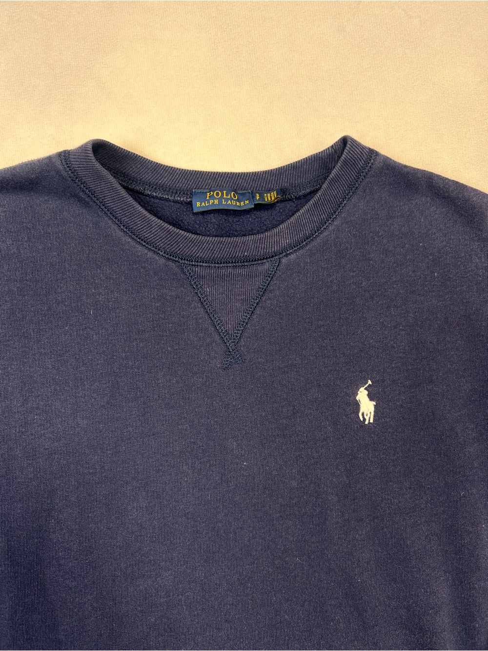 Polo by Ralph Lauren Navy Crewneck Sweatshirt with White Pony